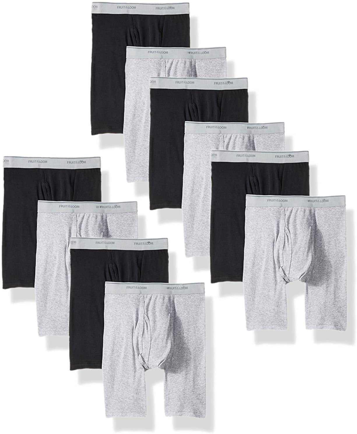 Fruit of the Loom - Boxer da uomo con cintura coperta, confezione da 4 assortiti L