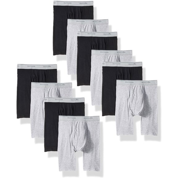 Fruit of the Loom Men's No Ride Up Assorted Boxer Briefs, 10 Pack