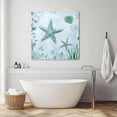thumbnail image 4 of Teal Starfish Canvas Wall Art, Summer Shell Coral Watercolor Nautical Framed Wall Decor Modern Artwork Prints Painting for Living Room, Bedroom, Kitchen & Cafe Decor 8x8 Inch, 4 of 9