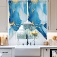 thumbnail image 4 of Abstract Art Swag Curtain Valance for Windows, Blue Ombre Marble Stone Gold Cracks Modern Window Treatments Short Swag Topper for Kitchen Windows Bathroom Bedroom, 36"x63", 4 of 8