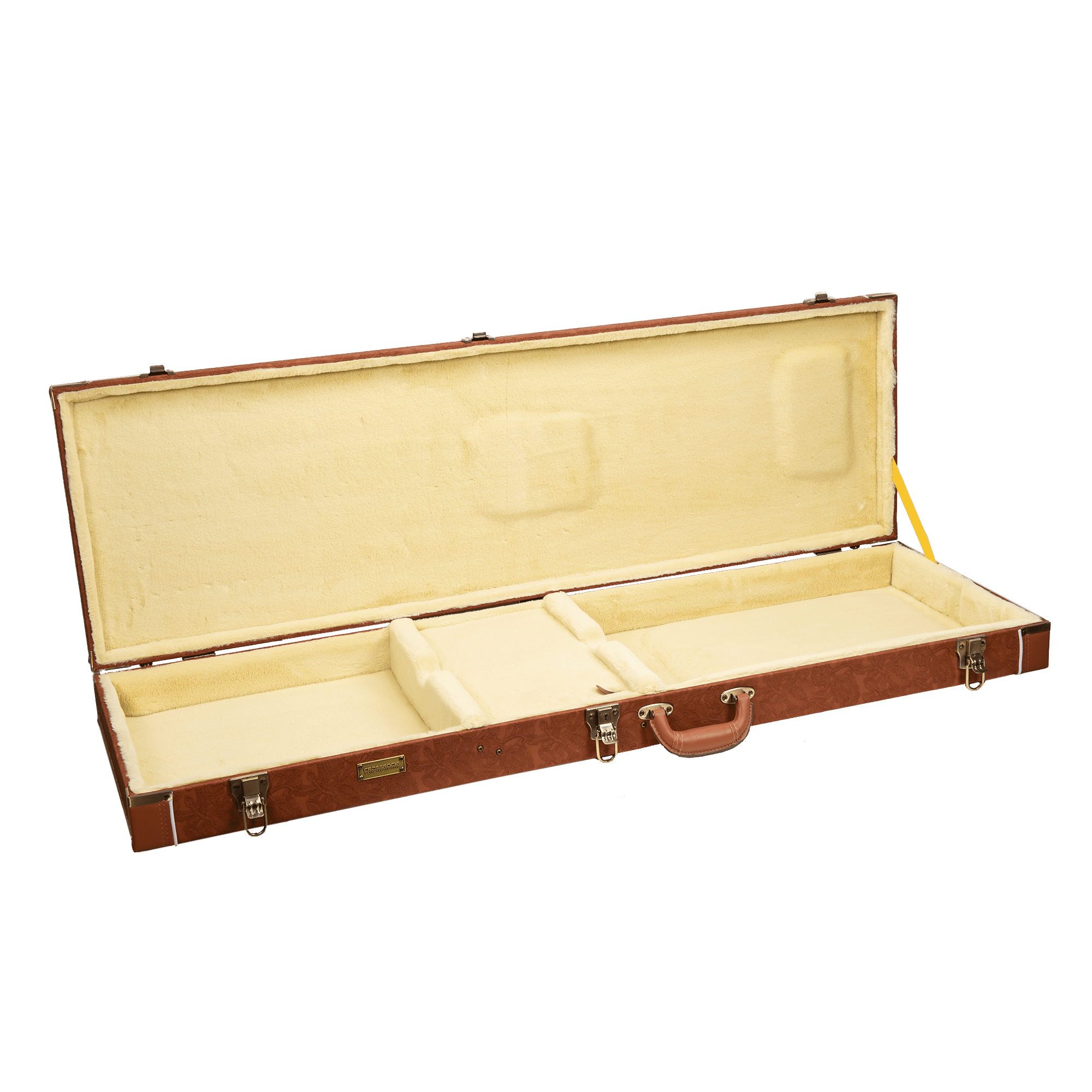 Crossrock Relief Series - Premium Wooden Case for Electric Bass Guitars, featuring a Highly Textured Surface and Mink Imitation Fleece Interior - Red Wood