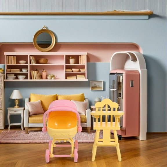 HONMEET 1 Set Miniature Accessories including Plastic Doll Stroller for Educational Activities at Birthday Party