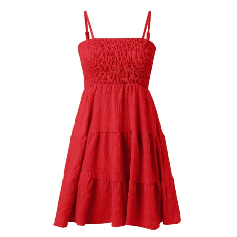 YMNXA Womens Dress Sleeveless Suspender Solid Color Ruffle Hem A Line Elegant Comfortable Mini Dress For Daily Wear Red M - Walmart.com YMNXA Womens Dress Sleeveless Suspender Solid Color Ruffle Hem A Line Elegant Comfortable Mini Dress For Daily Wear Red M - Walmart.com