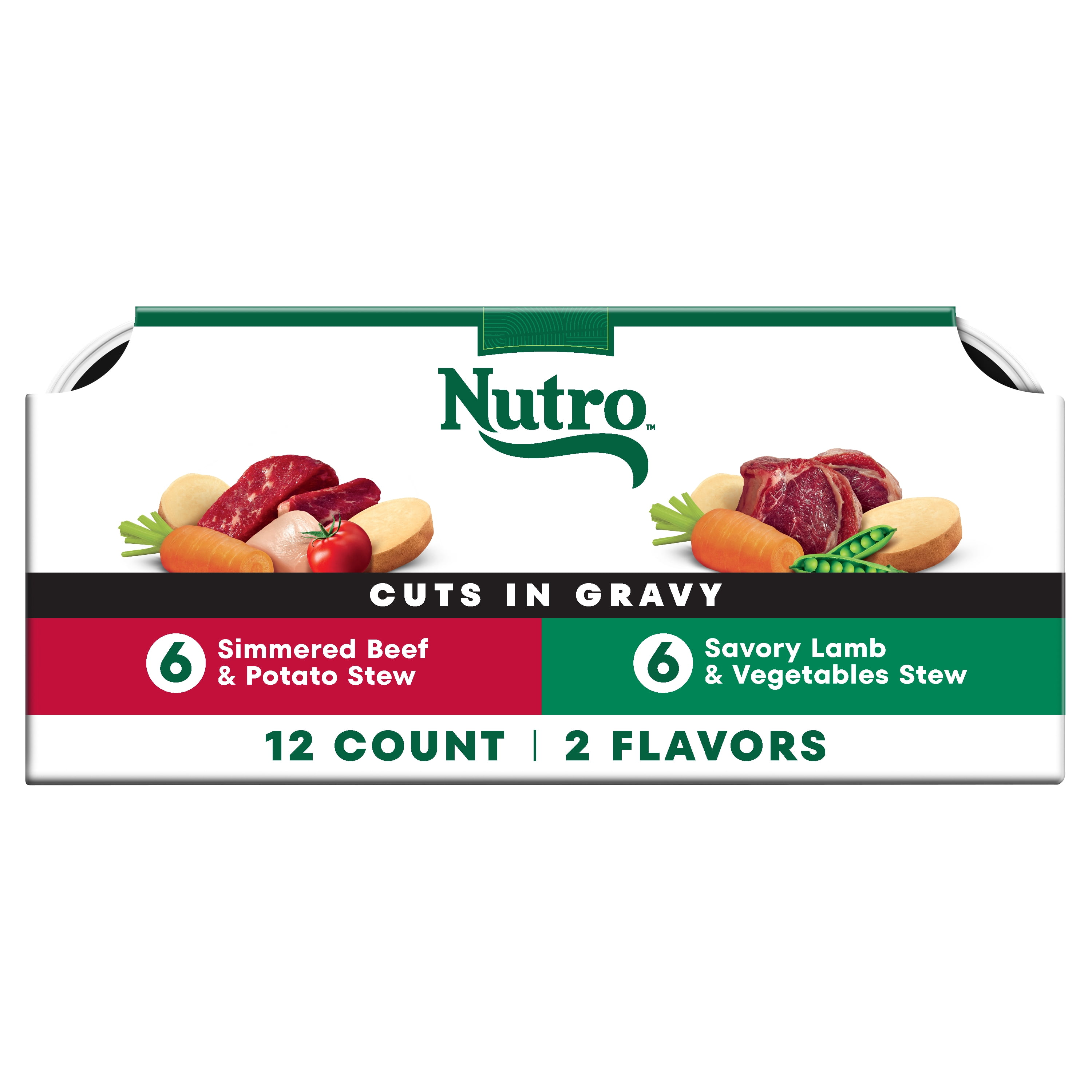 (2 pack) Nutro Natural Choice Cuts In Gravy Lamb Beef Variety Pack Wet Dog Food, 3.5 Oz Tray Pack Of 12