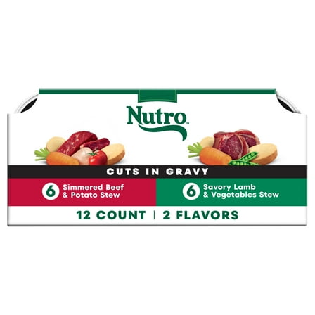 Nutro Natural Choice Cuts In Gravy Lamb Beef Variety Pack Wet Dog Food, 3.5 Oz Tray Pack Of 12