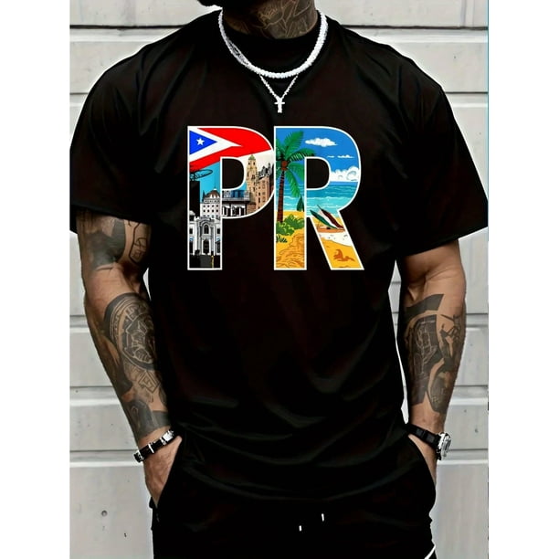 100% Cotton PR It's In My DNA Puerto Rico Rican Hispanic Heritage Month T-Shirt Round Neck Short Sleeve T-Shirt Women's Men's Graphic Tee Women's Men Graphic Tee