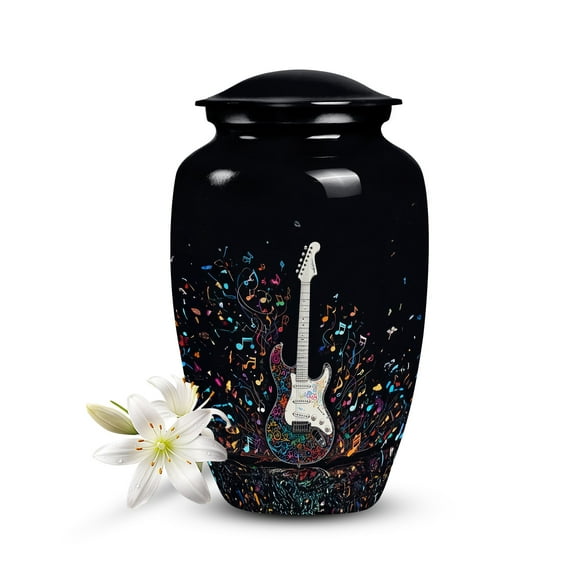 Guitar Urn for Human Ashes - Handcrafted Musical Urn, Personalized Customizable, in Large 10" & 3" Keepsake Mini Urn, for 1-200 lb Person