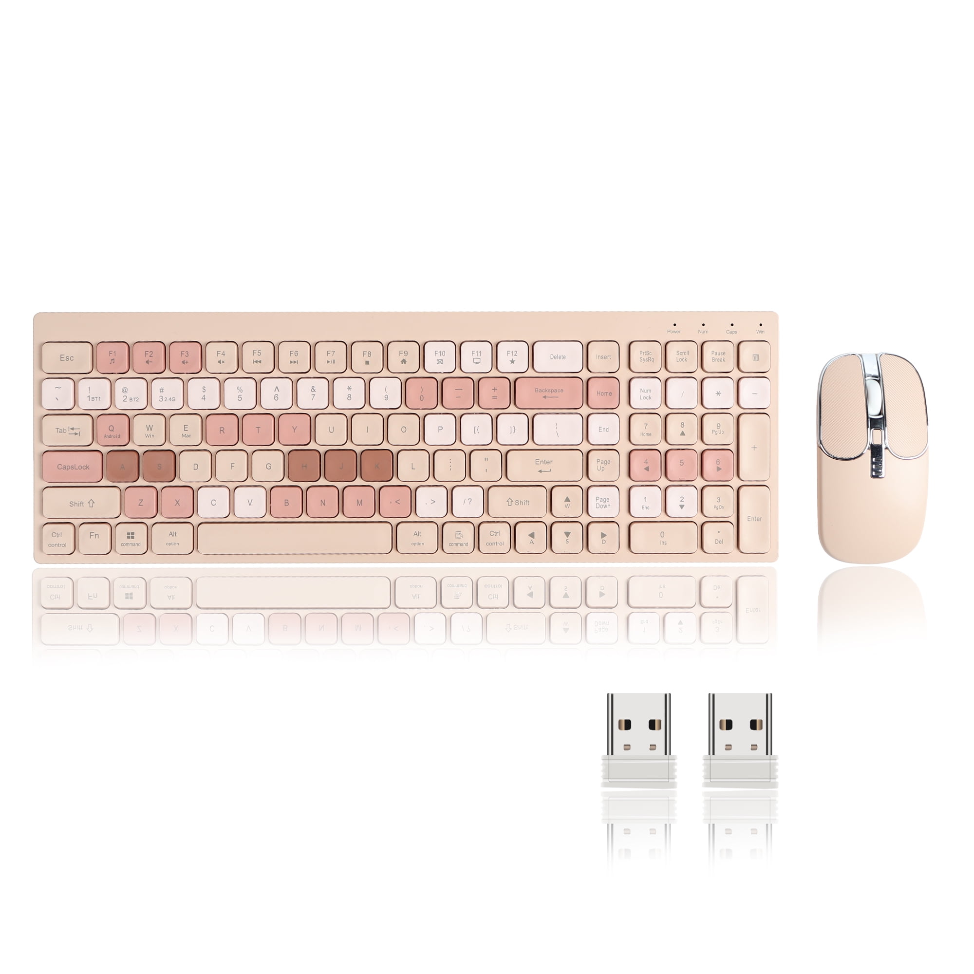 PloutoRich Wireless Keyboard and Mouse Combo, Rechargeable Silent Full