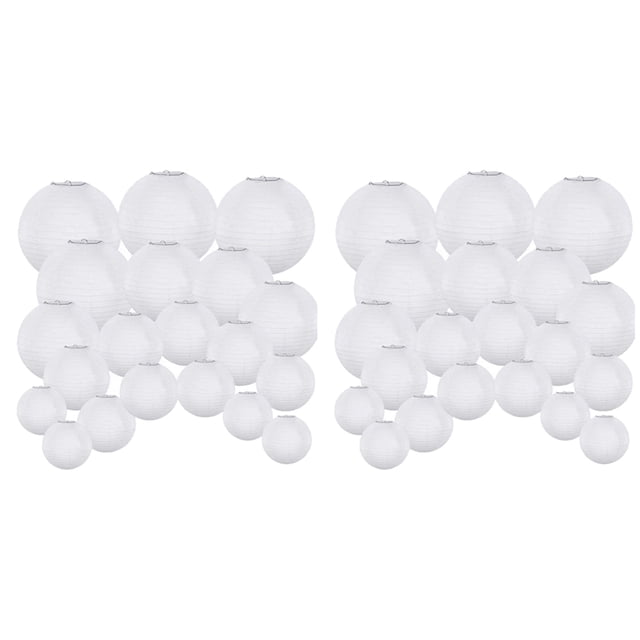40 Pack Chinese Round White Paper Lantern,Paper Lanterns Hanging Lanterns Wedding Party Decorations