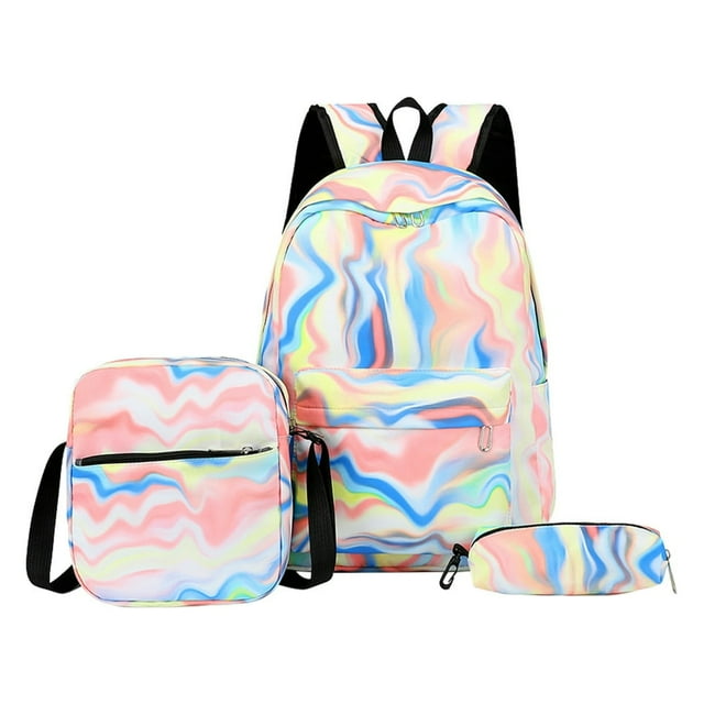 3pcs/set Woman Backpack Fashion Girls School Bags Nylon for Vacations (Style 2)