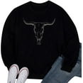 thumbnail image 4 of ALLTB Boho Cow Skull Sweatshirt Women Casual Cowgirl Shirt Western Country Concert Outfits Nashville Graphic Pullover Tops, 4 of 6