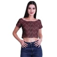 thumbnail image 1 of Moomaya Printed Viscose Crop Top Short Sleeve Zipper Tunic Womens Summer Tops, 1 of 5