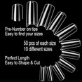 thumbnail image 3 of Clear Stiletto 500pcs Artificial Fake Nail Tips 10 Sizes 27512 for Nail Salons (Pattern 3), 3 of 8