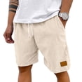 thumbnail image 2 of Mens Lightweight Corduroy Shorts Elastic Waist Drawstring Casual Summer Shorts Beige M, 2 of 6