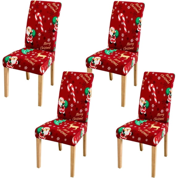 "Christmas Chair Covers Set of 4, Seat Covers for Dining Chairs, Santa Chair Covers Christmas Decorations, Forros Para Sillas De Comedor
