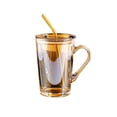 thumbnail image 2 of Tasse d'Eau en Verre avec Poignée, Capacité de 450 ml, Verre Épaissi Sans Plomb, Comprend Couvercle et Paille en Verre Réutilisable, Résistante à la Chaleur pour Boissons Chaudes et Froides, Brun/gris/transparent, 2 of 7