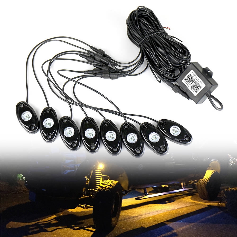 NS Automative RGB Led Rock Light Kits, LED Underglow Lighting Kit, Timing & Music Mode, For Off-Road, Trucks, Cars, UTV, ATV, SUV, RZR Etc