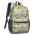 thumbnail image 2 of Sunflower and Daisy Blue Pattern 17" Waterproof Oxford School Backpacks for Teens, S-Shape Padded Straps, for School, Travel, Hiking, Camping, 2 of 5