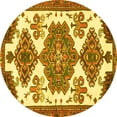 thumbnail image 1 of Ahgly Company Machine Washable Indoor Round Persian Yellow Traditional Area Rugs, 6' Round, 1 of 4