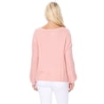 thumbnail image 5 of Women's Long Sleeve Wide V-Neck with Side Slit Oversize Pullover Sweater MK8219-BUR-M-BD, 5 of 6