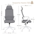 thumbnail image 2 of MAGMALIFE Silla de Oficina Fokus Ergonómica con Cabecera, Reclinación Ajustable, Malla Transpirable, Asiento de Alta Densidad, Ruedas 360° Antirrayas y Altura Regulable, Soporta 150 kg Gris, 2 of 8