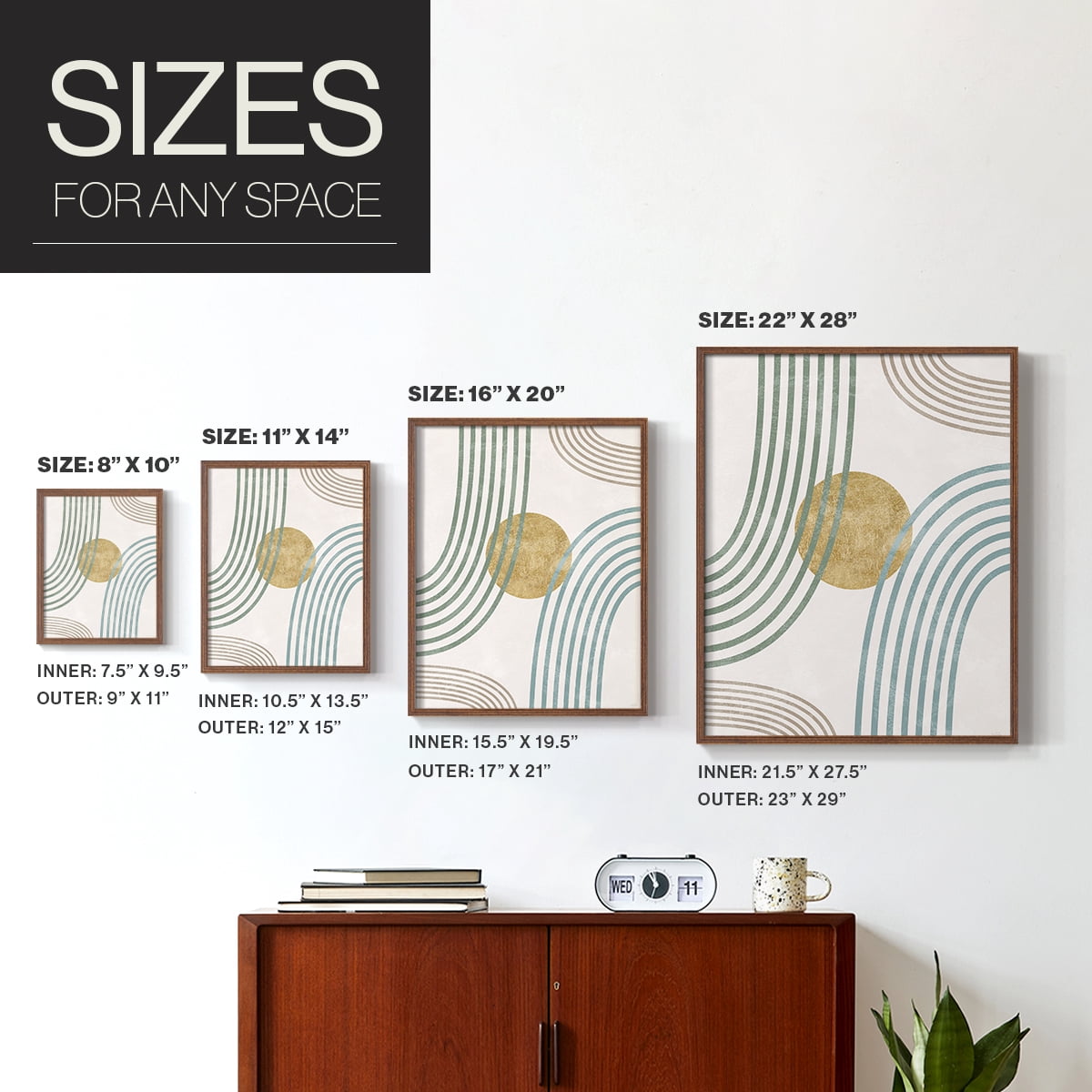 Modern Flow in Brown Solid Wood 11 x 14 Framed Print