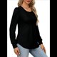 thumbnail image 2 of Blusas Tipo Túnica de Larga Abullonada para Mujer, con Cuello Redondo Plisado, Elegantes, Informales, Holgadas, para Invierno y . Negro XL, 2 of 6