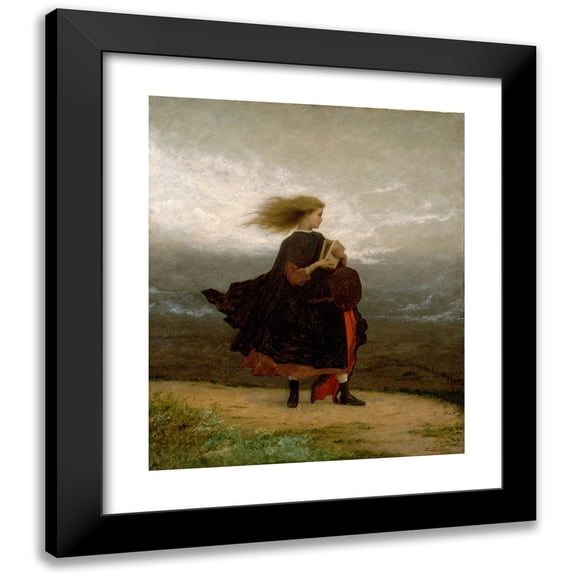 Eastman Johnson 12x14 Black Modern Framed Museum Art Print Titled - The Girl I Left Behind Me