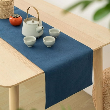 

Tablecloths - Rectangular Tablecloth Linen Farmhouse Tablecloth Waterproof Shrinkproof Soft Wrinkle Resistant Decorative Fabric Table Cover for Kitchen Blue 32*120CM Blue 32*120cm