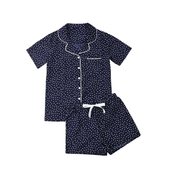 Summer Women Sleepwear Cotton Pajamas Set Short Sleeve Tops Shorts Homewear Nightwear