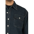 thumbnail image 5 of Vibes Mens Long Sleeve Denim Shirt CPO Jackets Dark Blast Washed Flap Pockets, 5 of 5