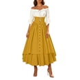 thumbnail image 2 of LEKWK Renaissance Dress Women Vintage Off Shoulder Lace-Up Peasant Dress Ruffled Corset Waist Medieval Pirate Costume for Halloween Cosplay, 2 of 9