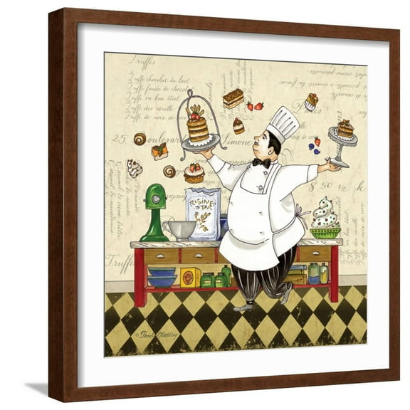 Art.com Chef Pastry Art Print by Pamela Gladding, Brown Frame Wall Art, 21" x 21"