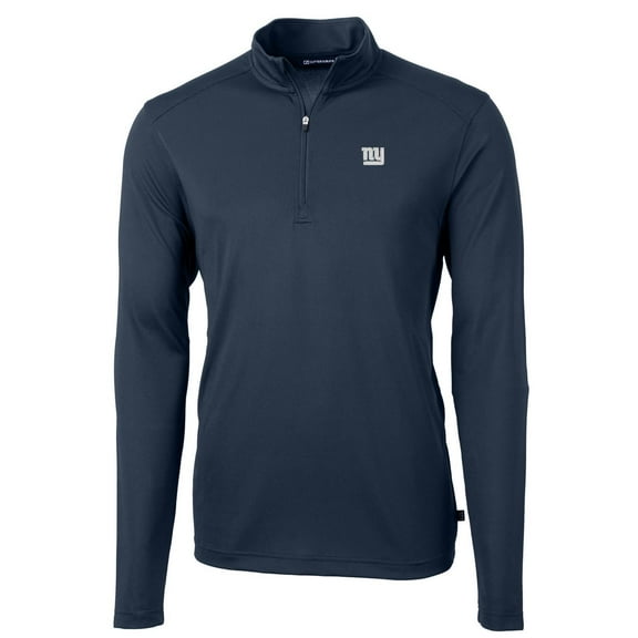 Men's Cutter & Buck Navy New York Giants Virtue Eco Pique Recycled Quarter-Zip Pullover Jacket