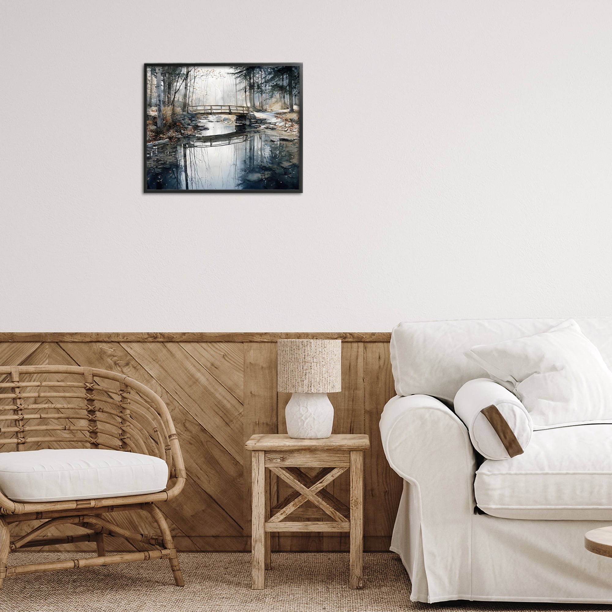 Stupell Industries Stone Bridge over Stream Black Framed Giclee Art, design by Franklyn Gregory