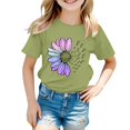 thumbnail image 5 of CPNG Girls Sunflower Shirts Cute Summer Crew Neck T-Shirt Floral Graphic Short Sleeve Tees Tops Casual Loose Tees(Mint Green,10-11 Years), 5 of 5