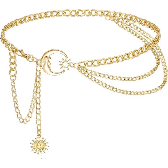 Women's Belt Metal Chain Moon Body Chains Belt Women Waist Chain Belt Jeans Dress