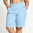 thumbnail image 2 of ZToonmas Women's Plus Size High Waist Pull on Bermuda Shorts Stretch Waist Straight Leg Knee Length Casual Golf Walking Shorts with Side Pockets, 2 of 9