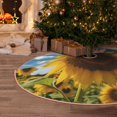 thumbnail image 4 of Salouo Sky Golden Sunflower Field Christmas Tree Skirt 48" Farmhouse Christmas Decorations Snowman Xmas Tree Skirt Tree Mat for Holiday Party Decor, 4 of 8