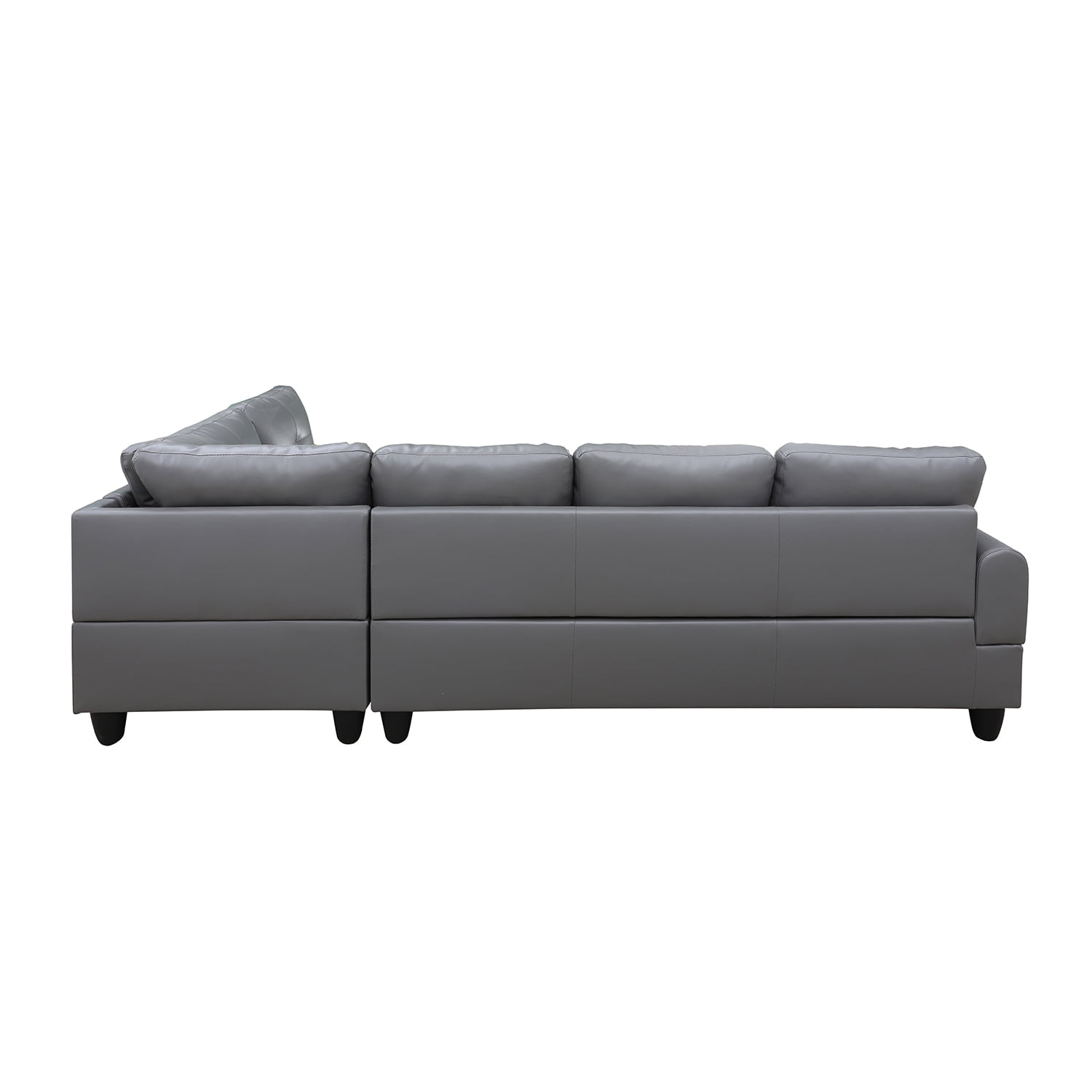 Hommoo L Shaped 4-Seat Couch, Faux Leather Sectional Couches and Sofas, Modern Living Room Furniture Sets Sectional Sofa Set, Dark Grey(No Ottoman)