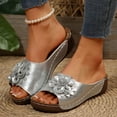 thumbnail image 2 of Daznico Women's Leather Flower Wedge Slippers - Stylish Open Toe Comfortable Shoes with Temperament,for Size 9.5, 2 of 9