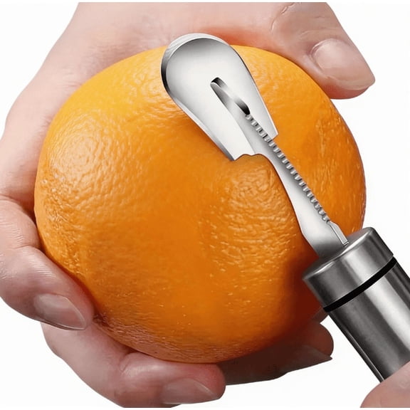 Stainless Steel Citrus Peeler - Ergonomic Handle Professional Tool for Oranges, Lemons & Fruits