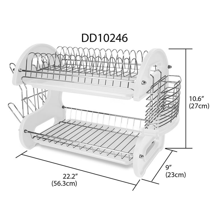 Home Basics Deluxe Black 2-Tier Dish Rack HDC51490 - The Home Depot