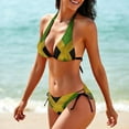 thumbnail image 4 of CROPD Women's Jamaican Flag Two Piece Sexy Halter String Triangle Bikini Swimsuit, 4 of 6