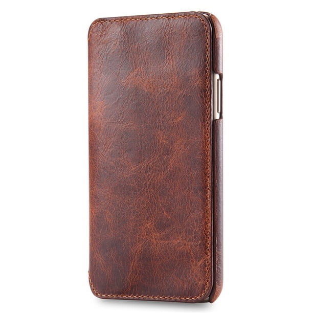 Funda de cuero de vaca con tapa para teléfono, carcasa de lujo con capa superior de cera de aceite para iPhone 12, 13, 14, MAX, Samsung S10, 20, note 10 plus qym unisex