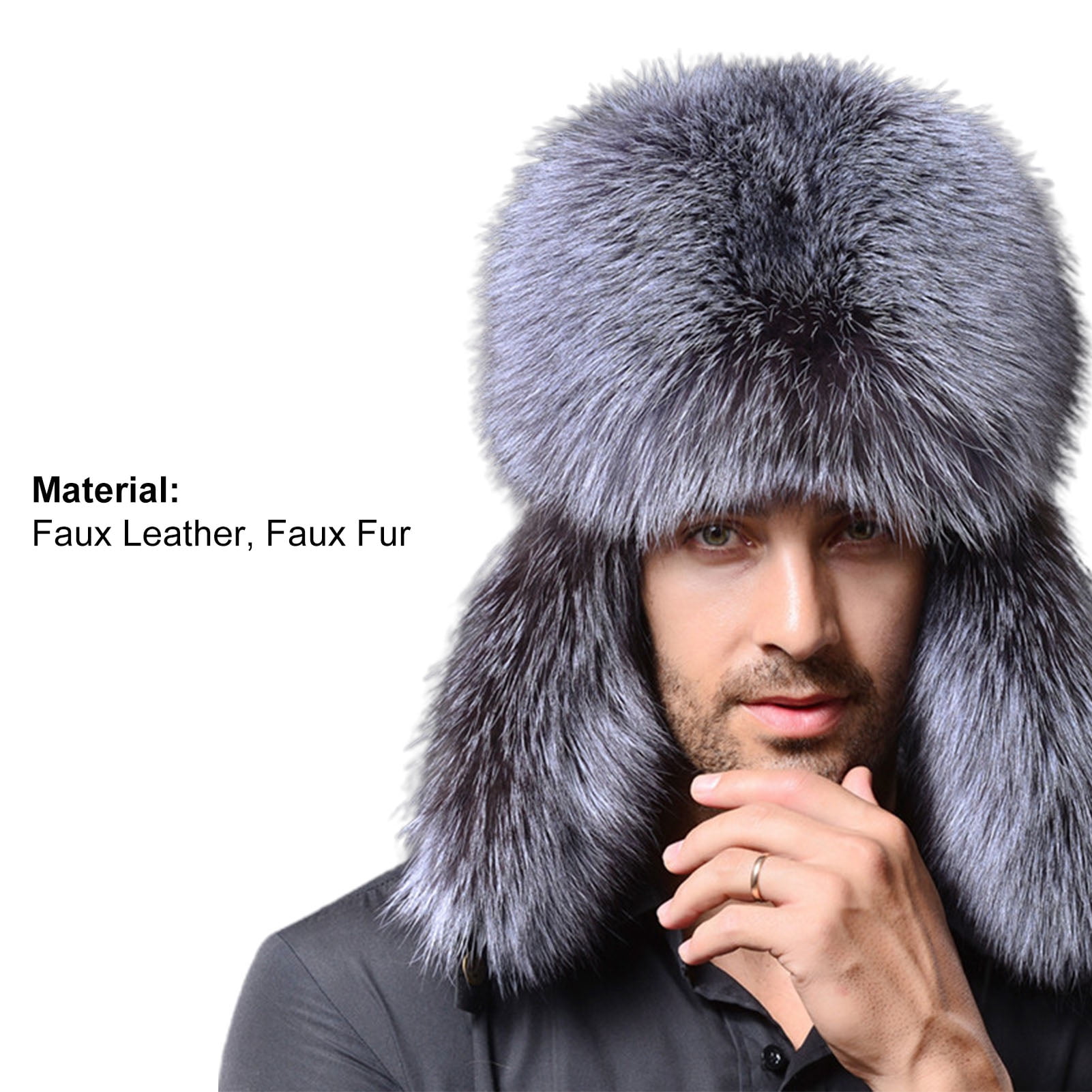 Black Fox Fur Trapper Hat 