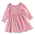 thumbnail image 4 of mgoYE Birthday Girl Dress Girls Long Sleeve Dress Dot Square Neck Smocked Spring Fall Dresses(Pink,5-6 Years), 4 of 7