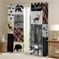 thumbnail image 2 of Hunting Deer Boys Blackout Curtains, Retro Rustic Farmhouse Curtains & Drapes For Kids Teens Adult Bedroom Decor, Bear Adventure Curtains Western Cowboy Window Treatments 52"Wx84"L 2 Panels, 2 of 5