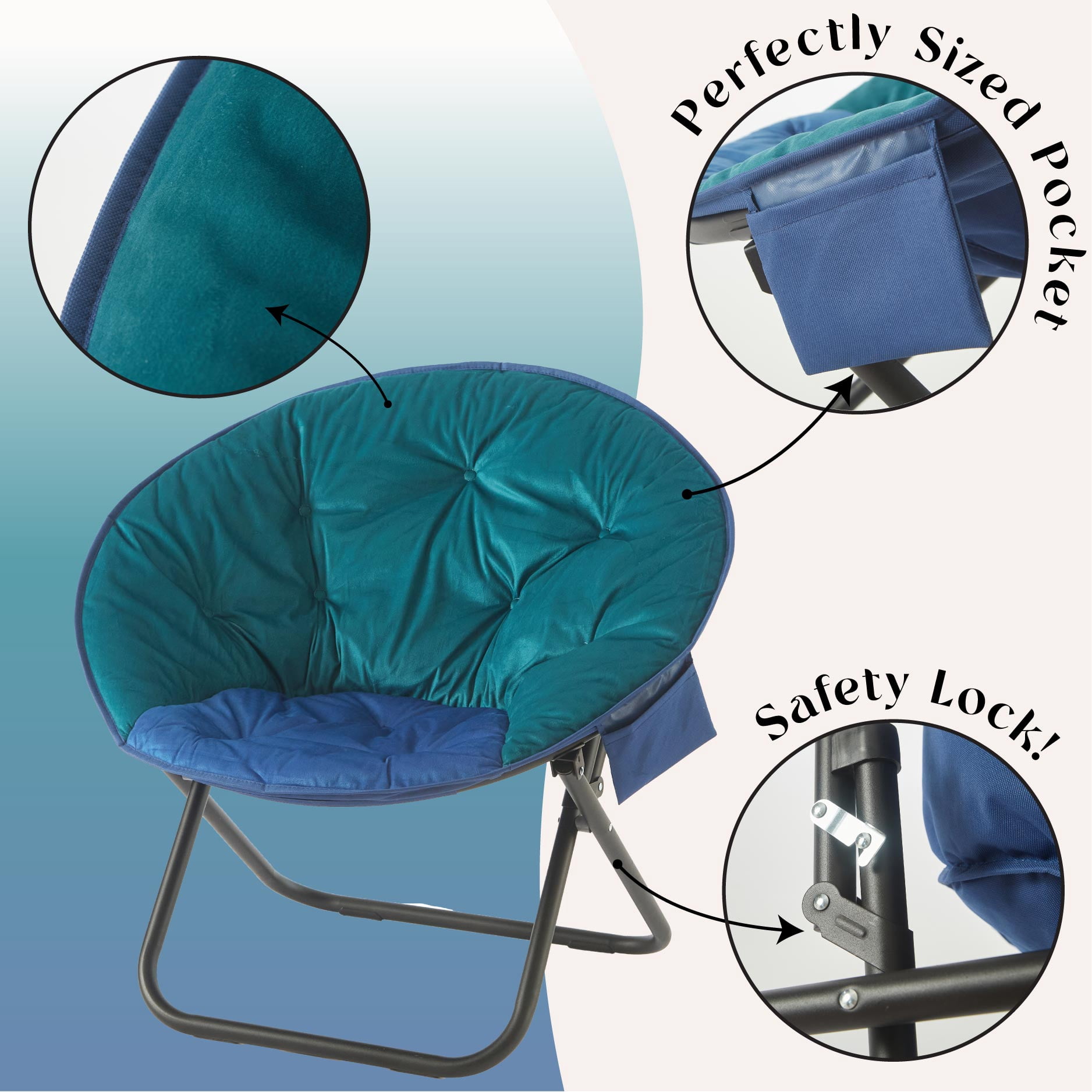 Urban Shop Colorblock Saucer Chair, Green/Blue, Adults and Teens
