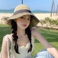 thumbnail image 2 of SikaFu The Wild Japanese Ripple Dot Mesh Shelter Women's Sunscreen Summer Thin Beach Straw Hat Lace Korean Version Of The Tide Japanese, 2 of 6